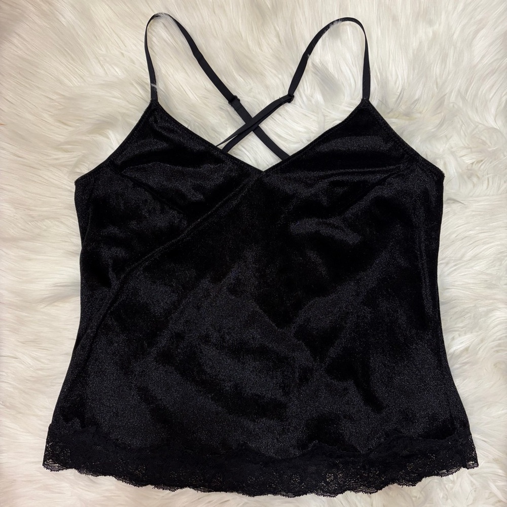 Black velvet lace tank top